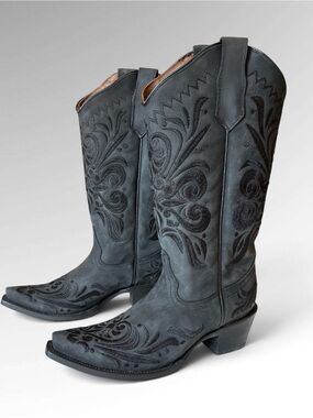 Circle G by Corral Black Filigree Embroidered Western Boots Women’s 8